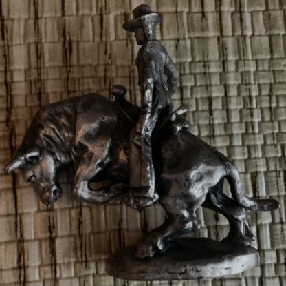 Vintage Pewter Cowboy 2¾" Tall Rodeo Bull Rider - Image 2