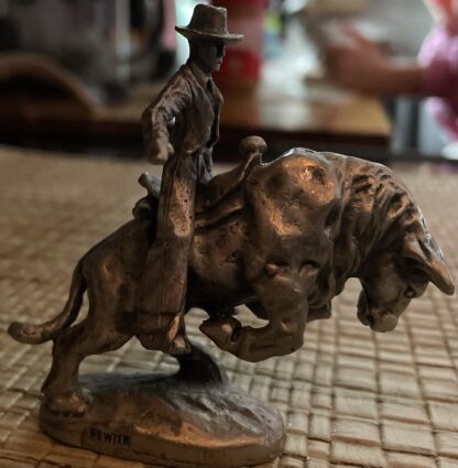 Vintage Pewter Cowboy 2¾" Tall Rodeo Bull Rider - Image 5